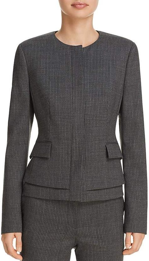 BOSS Jasyma Layered-Peplum Jacket Peplum Jacket Outfit, Boss Design, Grey Wool Suit, Kurtis Tops, Hour Glass, Peplum Jacket, Boss Hugo Boss, Jacket Outfit, Graduation Outfit