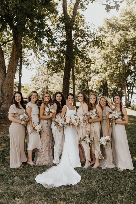 Gold Or Champagne Bridesmaid Dress, Blush Champagne Gold Wedding, Old Hollywood Glam Bridesmaid Dresses, Timeless Wedding Bridesmaid, Mixed Neutrals Bridesmaid Dresses, Nude Color Bridesmaid Dresses, Mix Match Champagne Bridesmaid Dresses, Champagne And Gold Bridesmaid Dresses, Sage And Champagne Bridesmaid Dresses