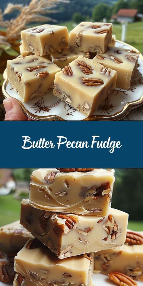 This creamy Butter Pecan Fudge combines the rich flavors of brown butter, sweetened condensed milk, and toasted pecans. Perfect for holiday treats or any time you crave something decadent and nutty, this fudge is easy to make and doesn’t require a candy thermometer. Fudge Recipe Condensed Milk, Sweetened Condensed Milk Desserts, Butter Pecan Fudge, Butter Pecan Fudge Recipe, Fudge With Condensed Milk, Condensed Milk Recipes Desserts, Butter Pecans, Milk Recipes Dessert, Pecan Fudge