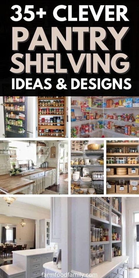 35+ Clever Kitchen Pantry Shelving Ideas and Designs (Photos) For 2022 Wall Pantry Design Ideas, Perfect Pantry Layout, Small Room Pantry Ideas, Pantry Organization Design Ideas, Simple Walk In Pantry Ideas, Long And Narrow Pantry Ideas, Narrow Pantry Shelves, Shelving Ideas For Pantry, Galley Pantry Ideas