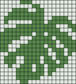 Monstera Leaf Pixel Art, Leaf Tapestry Crochet, Leaf Grid Pattern, Fern Pixel Art, Peeler Bead Plant, Monstera Cross Stitch Pattern, Leaf Perler Bead Patterns, Simple Crochet Grid Patterns, Small Crochet Alpha Patterns