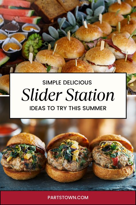 Get ready to unleash your creativity in the kitchen with our Slider Station Ideas to Try at Home! 😋🍔 Slider Station, Sandwich Catering, Chicken Parmesan Sliders, Bbq Chicken Sliders, Slider Sandwiches, Pulled Pork Sliders, Bbq Burgers, Classic Appetizers, Pork Sliders