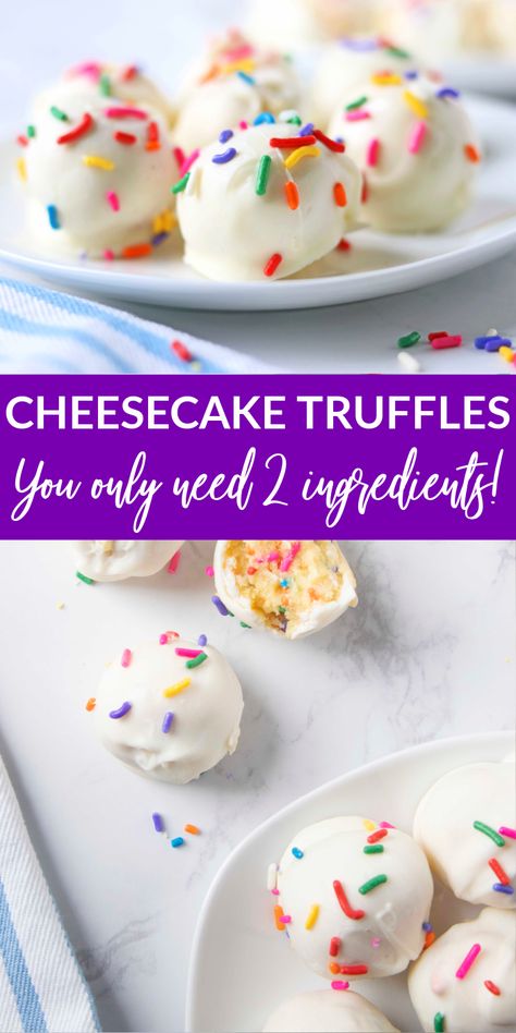 2 Ingredient Cheesecake, Dessert Cream Cheese, Easy Xmas Dessert, Cheesecake Truffles Recipe, Ultimate Cheesecake, Desserts Simple, 2 Ingredient Cakes, No Bake Truffles, Truffle Recipe Easy