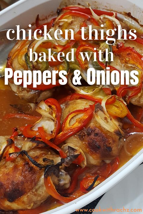 Chicken Thighs Baked, Chicken Thighs In Oven, Easy Baked Chicken Thighs, Stuffed Bell Peppers Chicken, Chicken Thigh Recipe, Oven Baked Chicken Thighs, Low Calorie Chicken, Baked Recipes, Chicken Baked