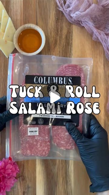 Harvest and Graze Charcuterie on Instagram: "🌹Let’s talk salami roses!🌹 
I don’t make them as much anymore, but when the occasion calls for a rose, this is my go-to! 

I find it best to use 12-14 pieces of salami and you can’t go wrong with @columbusmeats 🩵

What’s your favorite way to make a salami rose?!

#salamirose #tutorial #charcuterie" Salami Rosettes, Salami Charcuterie Board, Salami Rose, Charcuterie Board, A Rose, Find It, Rolls, Roses, Canning