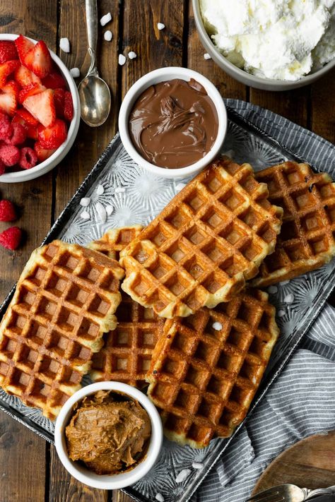 I can't wait to hear how your first attempt at making homemade liege waffles goes! For those of you who have tried Waffle Love, we would love to hear how you think this recipe compares!! #copycatrecipe #liegewaffle #wafflerecipe Waffle Love Copycat Recipe, Waffle Love Recipe, Waffle Bar Ideas Brunch Party, Waffle Charcuterie Board, Liege Waffle Recipe, Homemade Waffles Recipe, Recipes Waffles, Liege Waffles Recipe, Liege Waffles