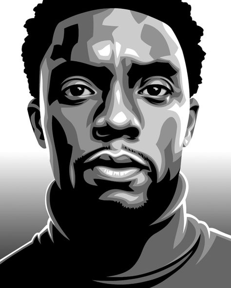 Self Portrait Pop Art, Vector Portrait Illustration Faces, Pop Art Portraits Faces, Abstract Face Art Paint, Monochromatic Painting Portraits, Chadwick Boseman Drawing, Chadwick Boseman Art, Monochromatic Art Ideas, Pop Art Painting Ideas