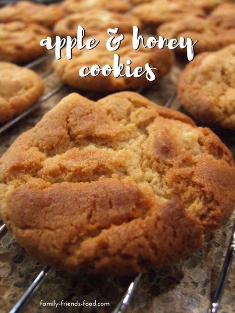 Golden, soft-chewy & studded with apple pieces, these gorgeous apple & honey cookies are richly flavoured and indulgent. A wonderful autumn/fall or Rosh Hashanah treat!  #appleandhoney #apple #honey #autumn #fall #baking #cookies #roshhashanah #jewishnewyear #sweet #delicious #easyrecipe #jewish #food Rosh Hashana Recipes, Apple And Honey, Rosh Hashanah Recipes, Apple Honey, Honey Cookies, Jewish Food, Apple Cookies, Rosh Hashana, Yom Kippur