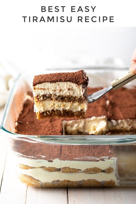 The BEST Tiramisu Recipe Ever! Learn How To Make Tiramisu, the easy way, just like it's made in Italy! What is Tiramisu? We'll show you! #ASpicyPerspective #italian #mascarpone #espresso #holiday #dessert Simple Tiramisu, Breakfast Seafood, Fish Dessert, Italian Tiramisu Recipe, Spiked Coffee, Vegetable Breakfast, Classic Tiramisu Recipe, Best Tiramisu Recipe, Best Tiramisu