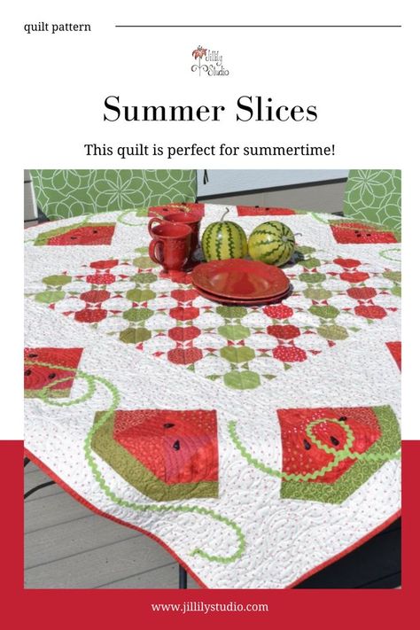 Watermelon Quilt, Sweet Watermelon, Summer Quilts, Watermelon Slices, Black Seed, Ric Rac, Table Topper, Quilt Patterns Free, Fun Summer