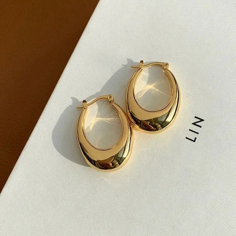 Thick Gold Hoop Earrings, Thick Gold Hoops, Fake Designer, Minimal Earrings, Golden Earrings, Classy Jewelry, Jewelry Inspo, Golden Yellow, Gold Studs