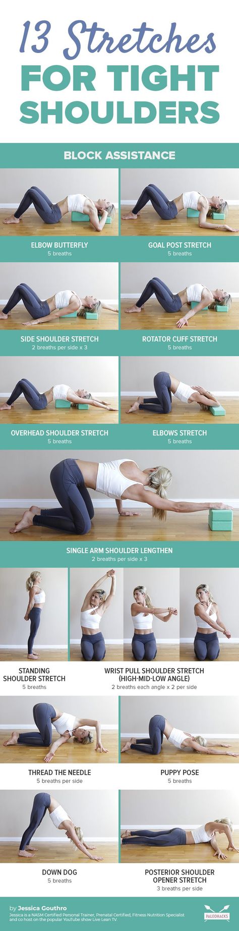 Shoulder Stretches, Tight Shoulders, Body Transformations, Fitness Plan, Trening Fitness, Yoga Posen, Yoga Exercises, Easy Yoga Workouts, Stretching Exercises