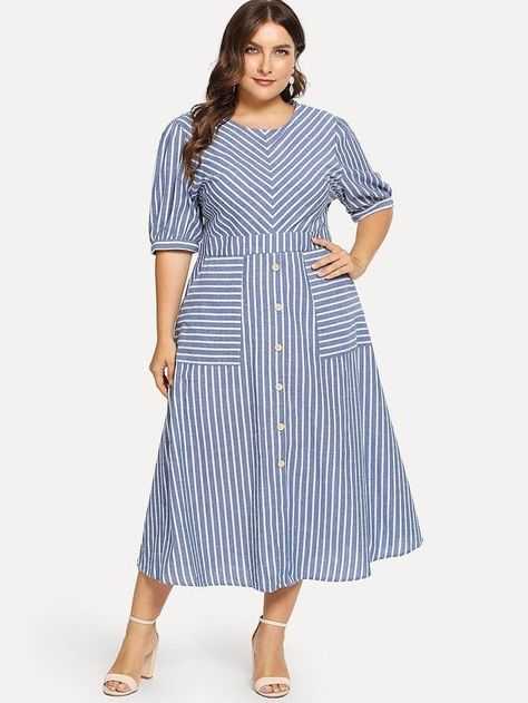 Plus size women's dresses ideas Dresses Patterns, Half Sleeve Dresses, Plus Size Fashion For Women, Plus Size Maxi Dresses, Curve Dresses, Kurti Designs, Plus Size Dress, Women Dresses, Simple Dresses