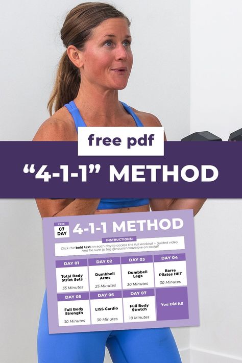 The "4-1-1" Method is the newest viral workout trend - and one I can actually get behind as a certified personal trainer. This free 7-day 411 method workout plan combines strength training, pilates and LISS cardio workouts into a well-rounded weekly workout plan. Liss Cardio, Effective Workout Plan, Free Workout Plans, Steady State Cardio, Weekly Workout Plans, Cardio Workouts, Workout Days, Fitness Trends, Popular Workouts