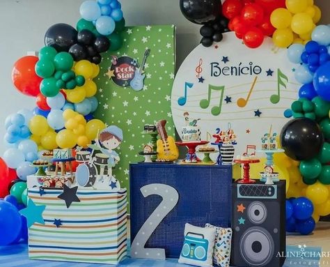 Music Party Decorations, Music Birthday Party, Music Theme Birthday, Dance Party Birthday, Music Themed Parties, Baby Birthday Decorations, Kids Themed Birthday Parties, Music Birthday, Music Party