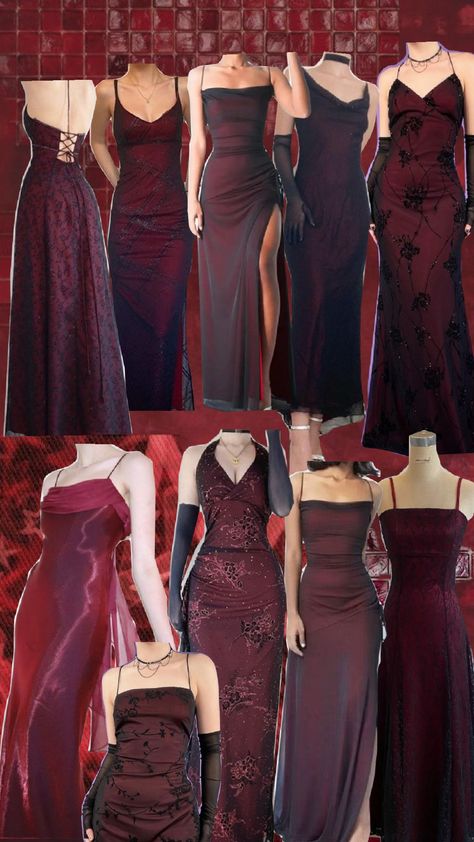 Iconic Movie Prom Dresses, Creative Prom Dress, Deep Autumn Prom Dress, 90s Grad Dress, Red And Black 90s Prom Dress, Dark Aesthetic Prom Dress, Cider Prom Dress, 90s Vintage Dress Prom, Red Grunge Prom Dress