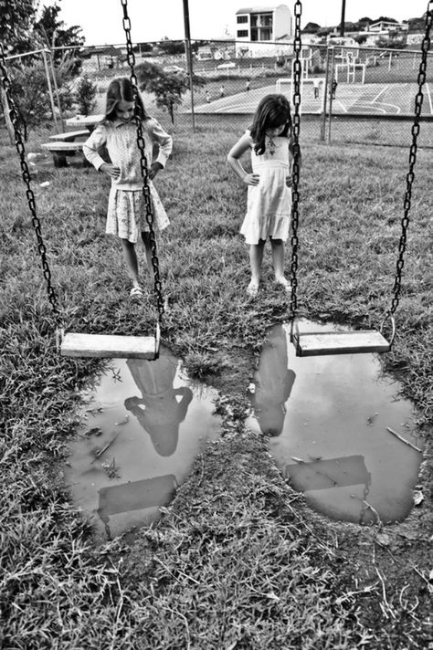 "Remember when this was the biggest problem you encountered all day? Sigh..." Samadhi Blue of Reddit posted this photograph under this headline: A good reminder to embrace the simple joys in life -- including jumping over puddles & swinging at playgrounds. E Mc2, Those Were The Days, George Orwell, I Remember When, Photo Vintage, Good Ole, E Card, Remember When, The Good Old Days