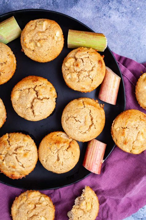 Easy Almond Flour Rhubarb Muffins Recipe Almond Flour Rhubarb Muffins, Almond Flour Rhubarb Recipes, Rhubarb Muffins Recipe, Muffins Made With Almond Flour, Muffins With Almond Flour, Easy Rhubarb Recipes, Strawberry Rhubarb Recipes, Rhubarb Scones, Best Rhubarb Recipes