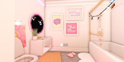 Adopt Me Bathroom Ideas, Daycare Interior Design, Adopt Me Small House Ideas, Bloxburg Layout, Pastel Bathroom, Bloxburg Beach House, Preppy House, Restaurant Layout, Fancy Bedroom