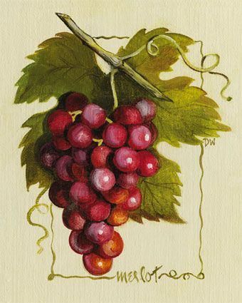 Merlot Grape Painting, Fruit Illustration, Fruit Painting, Tole Painting, Fruit Art, Vintage Roses, Merlot, Botanical Illustration, Botanical Art