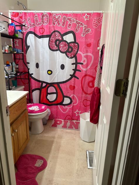 Hello Kitty Bathroom Decor, 2000s Hello Kitty Room, Bedroom Inspirations Hello Kitty, Pink Room Aesthetic Hello Kitty, Bathroom Decor Hello Kitty, Identify Crisis, Hello Kitty Furniture, Pbteen Hello Kitty, Hello Kitty Bathroom