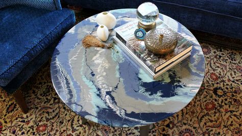 Mark Montano: Thrift Store Table Makeover Glass Table Redo, Glass Coffee Table Makeover, Table Top Redo, High Top Table Kitchen, Upcycled Furniture Before And After, Celebrity Home, Coffee Table Makeover, Leann Rimes, Round Glass Table