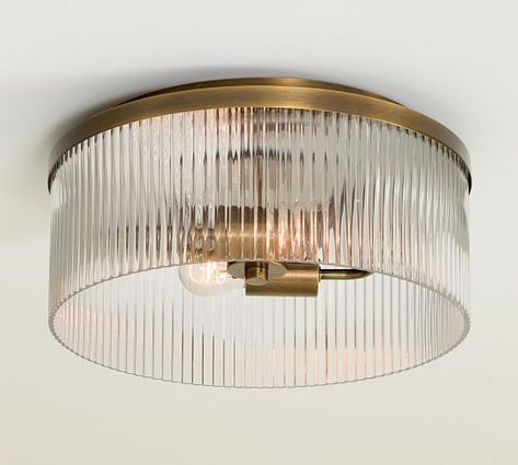 Ceiling Lights & Light Fixtures | Pottery Barn Striped Ceiling, Round Ceiling Light, Glass Ceiling Lamps, Dining Room Light Fixtures, Ceiling Light Design, Glass Ceiling Lights, Flush Mount Light, Semi Flush Ceiling Lights, Ribbed Glass