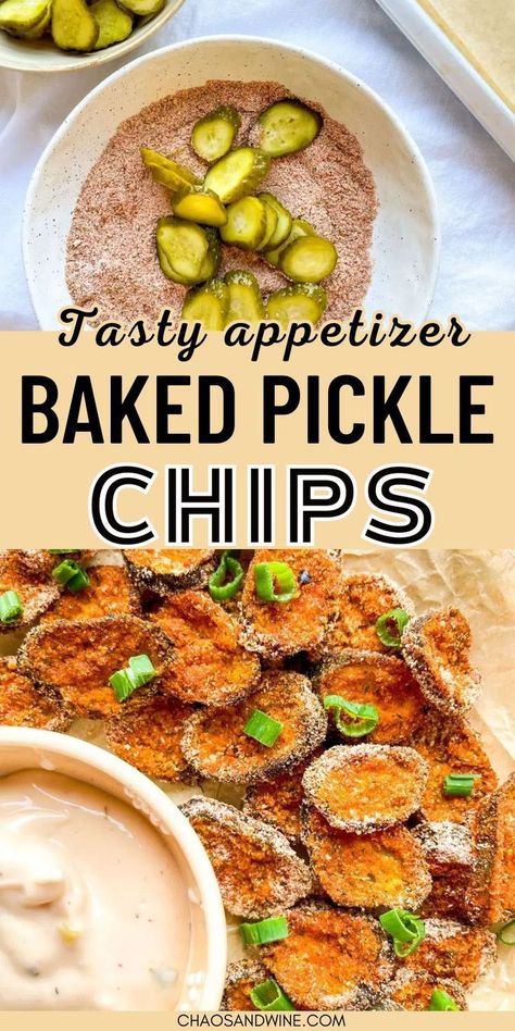 A bowl of pickle slices in seasoned breadcrumbs next to a baking tray, followed by crispy baked dill pickle chips—an easy recipe for snacks or mini foods with pickles. Pickle Flavors, Pickle Snacks, Pickle Appetizers, Easy Pickle, Breakfast Sides Dishes, Breakfast Sides, Pickles Recipe, Easy To Make Appetizers, Pickle Chips