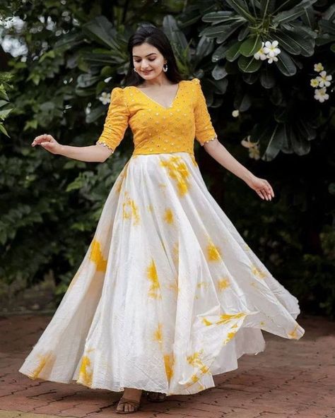 Only 60 RM Free Shipping (Free Postage)
#hellobeautifuls  

Description :
Sku : HB9182
Size : XXS, XS, S ,M , L , XL , XXL 
Fabric : Soft Silk
Length : 50 Inch
Flair : 3.5 Mtrs
Work : Embroidery
Product Catogary : Designer Gown Simple Yellow Dress For Haldi Function, Yellow Kurti Design, Frock Models For Women, Indian Party Gowns, Long Frock Models, Haldi Dress Ideas, Maxi Dress Indian, Frock Models, Haldi Dress