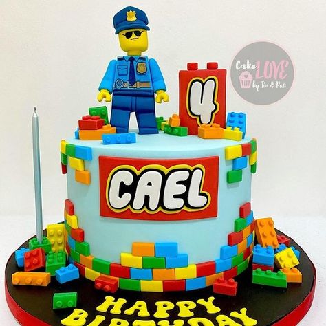 Cake Lego Birthday, Lego Birthday Party Cake, Lego Cakes For Boys, Lego City Cakes, Lego Cake Ideas, Cricket Birthday Cake, Lego Themed Cake, Ninja Birthday Cake, Army Birthday Cakes