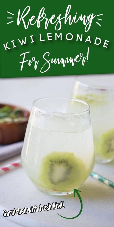 Easy Kiwi Lemonade Recipe Kiwi Lemonade Recipe, Kiwi Lemonade, Unique Smoothies, Recipes For Party, Fun Summer Drinks, Cocktails And Mocktails, Drinks To Make, Lemonade Recipe, Creative Recipes