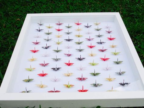 Origami Crane Wall Art | Crafty Amino Crane Wall Art, Paper Cranes, Origami Crane, Paper Crane, Shadow Box, Origami, Wall Art, Glass, Wall