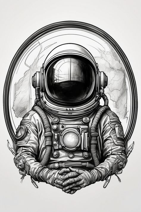 Create a cosmonaut logo in a sketch style in pencil 🚀 Make the logo circle with a spaceman centered. Explore the cosmos with this unique pencil sketch! #Cosmonaut #LogoDesign #SketchArt #SpaceArt #PencilDrawing #Artistic #Creative #SpaceExploration Cool Space Tattoos, Astronaut Drawing, Space Tattoos, Planet Drawing, Planet Tattoos, Logo Sketches, Geek Tattoo, Geometric Tattoo Design, Sketch Pencil