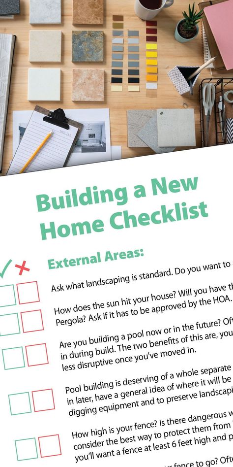 Building a house checklist - things to consider when designing your dream home Dream Home Building Checklist, How To Design Your Dream House, Home Design Checklist, Planning To Build A House Checklist, New House Build Checklist, Building A House Checklist First Time, Things To Include When Building A House, New Home Build Checklist, 2023 Home Building Trends