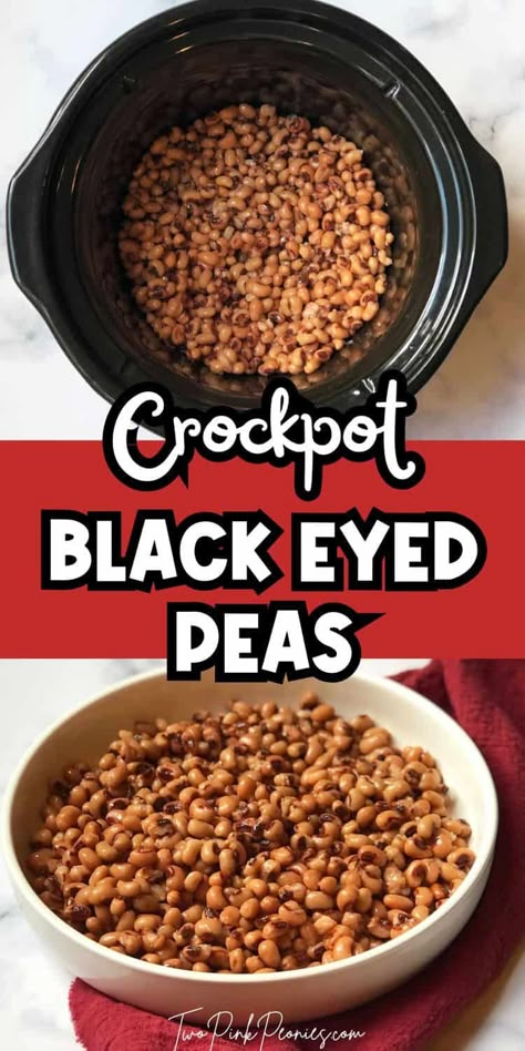 These Crockpot Black Eyed Peas are perfect for a slow cooker side dish or to eat on New Years Day. Nothing bland about these beans, they are absolutely loaded with tons of flavor!! Nye Black Eyed Peas Recipe, Crockpot Blackeyed Peas With Bacon, Black Eyed Peas In Crock Pot, Black Eyed Peas Recipe Slow Cooker, Black Eye Peas Recipes Crockpot, Black Eyed Peas In Crockpot, How To Season Black Eyed Peas, New Year’s Day Black Eyed Peas, New Years Black Eyed Peas Crockpot