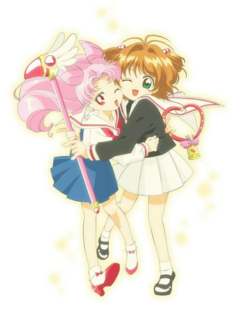 Chibiusa and Sakura Chibi Usagi, Chibiusa Tsukino, Sakura Card Captor, Shojo Anime, Sailor Moon Fan Art, Sailor Chibi Moon, Mahō Shōjo, Chibi Moon, Sailor Moon Art