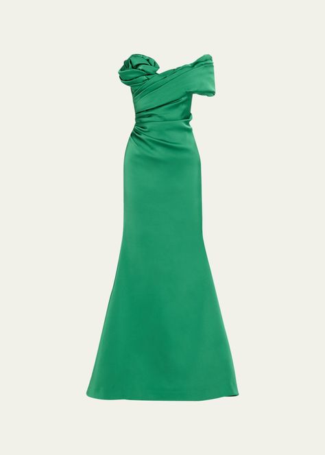 Rickie Freeman for Teri Jon … curated on LTK Trumpet Silhouette, Apple Dress, Off Shoulder Gown, Teri Jon, Crepe Gown, Rachel Gilbert, Trumpet Gown, Dress Home, Ruched Dress