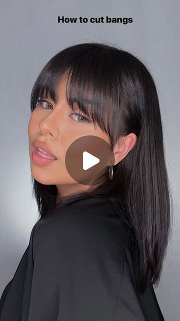 A Line Bangs, Bang Tutorial Cut, Diy Bangs Cut, How To Cut Bangs Tutorial, Cut Bangs Diy Tutorials, Shoulder Hair With Bangs, Bangs Tutorial Cut, Diy Bangs Haircut, Bangs Haircut Tutorial