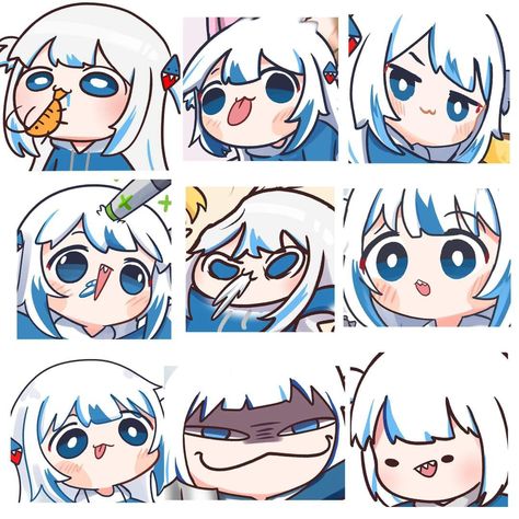 Vtuber Emotions, Vtuber Expression, Cute Emoji Art, Chibi Vtuber, Vtuber Emotes, Cute Twitch Emotes, Emote Ideas, الفن الرقمي, Emote Twitch