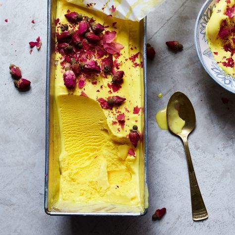 Rosewater-and-Saffron Ice Cream (Bastani Irani) | Food & Wine Arabisk Mad, Iranian Food, Persian Food, An Ice Cream, Ice Cream Flavors, Diet Keto, Homemade Ice, Cream Recipes, Homemade Ice Cream