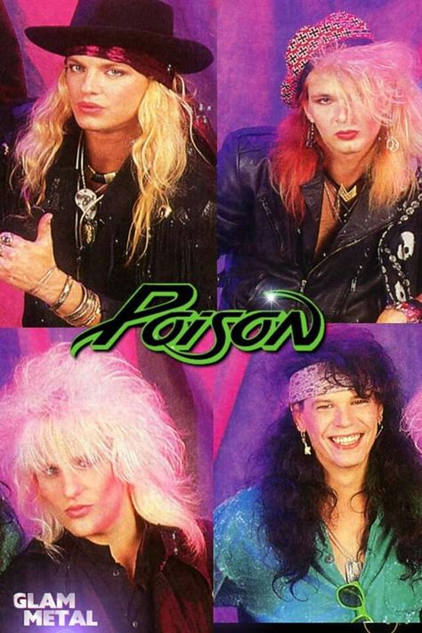 1980s Pop Stars, Poison Wallpaper Band, 80s Posters Music, Poison The Band, Hard Rock Aesthetic, Cc Deville, Poison Rock Band, Boys Hair Band, Poison Band