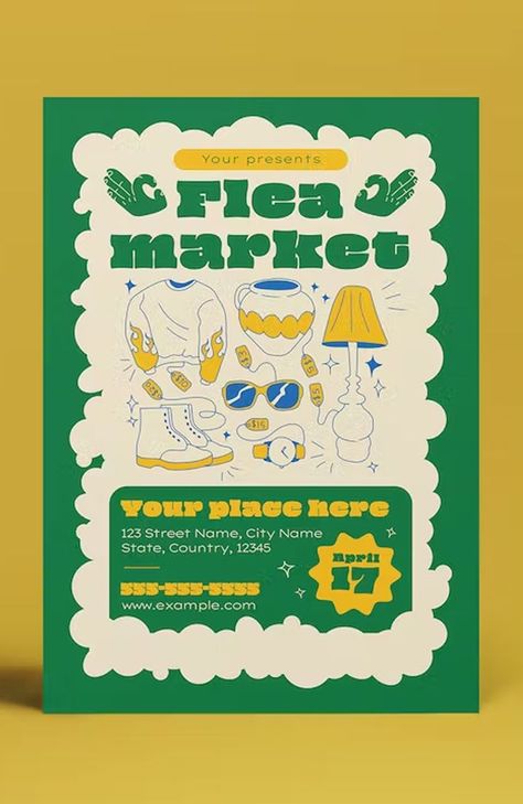 Flea Market Poster Design, Flea Market Flyer, Flea Market Poster, Flea Market Design, Professional Flyer Design, Marketing Poster, Creative Flyer Design, Pop Up Market, Flyer Design Inspiration