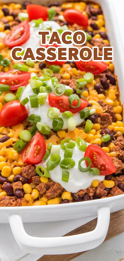 Dump And Bake Taco Casserole, Dinner Ideas With Taco Meat, Tacos Casserole, Taco Casserole Recipes, Taco Salad Casserole, Taco Bake Casserole, Mexican Taco Casserole, Taco Casserole Bake, Tex Mex Casserole