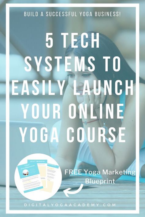 5 Tech Systems to Easily Launch Your Online Yoga Course. There is no need to feel overwhelmed when getting your yoga course online. I’m breaking down the tech platforms you need to launch a profitable online yoga course. Head over to the Digital Yoga Academy blog to read about the 5 Tech systems! You will also get FREE access to my yoga marketing blueprint! #yogateacher #yogamarketing #yogaentrepeneur #onlinebusiness #yogateachertraining Yoga Course Online, Yoga Marketing, Start Yoga, Yoga Business, Yoga Kurse, Yoga Books, How To Start Yoga, 200 Pounds, Teaching Yoga