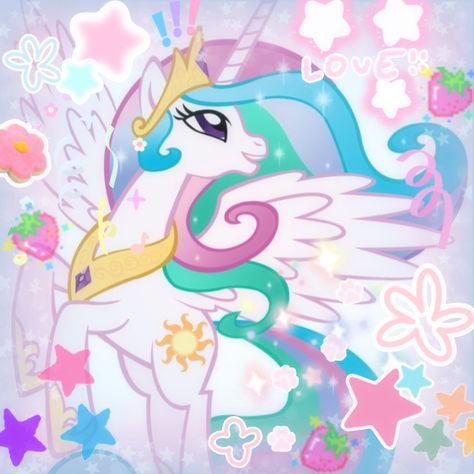 Princess Celestia, Stars, Pink, Blue