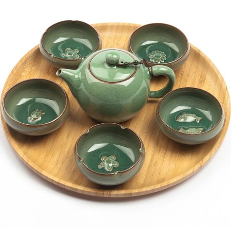 Smaragd Green, Gong Fu Cha, Quirky Kitchen Decor, Chinese Tea Pot, Wabi Sabi Ceramics, Chinese Tea Cups, Chinese Tea Set, Tea Estate, Chinese Tea Ceremony