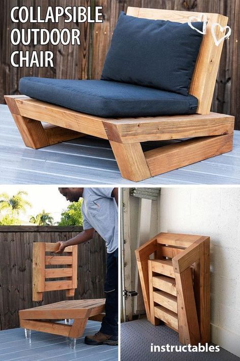 Outdoor Chairs Diy, Kursi Outdoor, Free Woodworking Plans, Wood Furniture Diy, Diy Chair, Diy Furniture Table, Woodworking Furniture, Pallet Wood, Easy Woodworking Projects