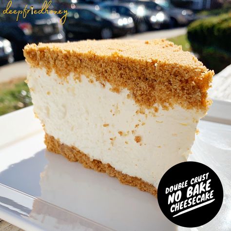 Luby’s Cheesecake Recipe, Double Crust Cheesecake Recipe, Lubys Recipes Desserts, Graham Cracker Cheesecake, Recipe For Cheesecake, Cake Recipes Easy, Biscuit Crust, Vanilla Bean Cheesecake, Bake Cheesecake