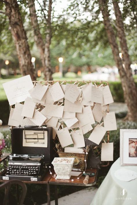 Unique Wedding Guest Book Ideas - Pink Book - Your Bridal Bestie Old Typewriter, Wedding Guest Book Unique, Quirky Wedding, Garden Wedding Decorations, Pink Books, Wedding Guest Book Alternatives, Vintage Typewriters, Magical Wedding, Guest Book Alternatives