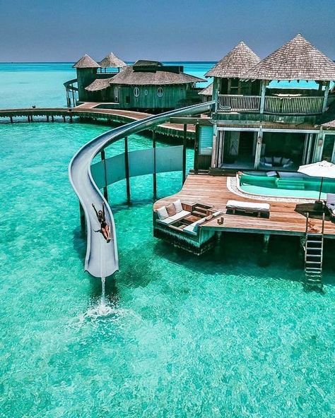 Overwater Bungalow in Maldives. 20 Amazing Hotels In Striking Locations You Must Visit. #maldives #resort Soneva Jani, Stunning Hotels, Overwater Bungalows, Clear Blue Water, Dream Vacations Destinations, Dream Travel Destinations, Dream Holiday, Future Travel, Vacation Places